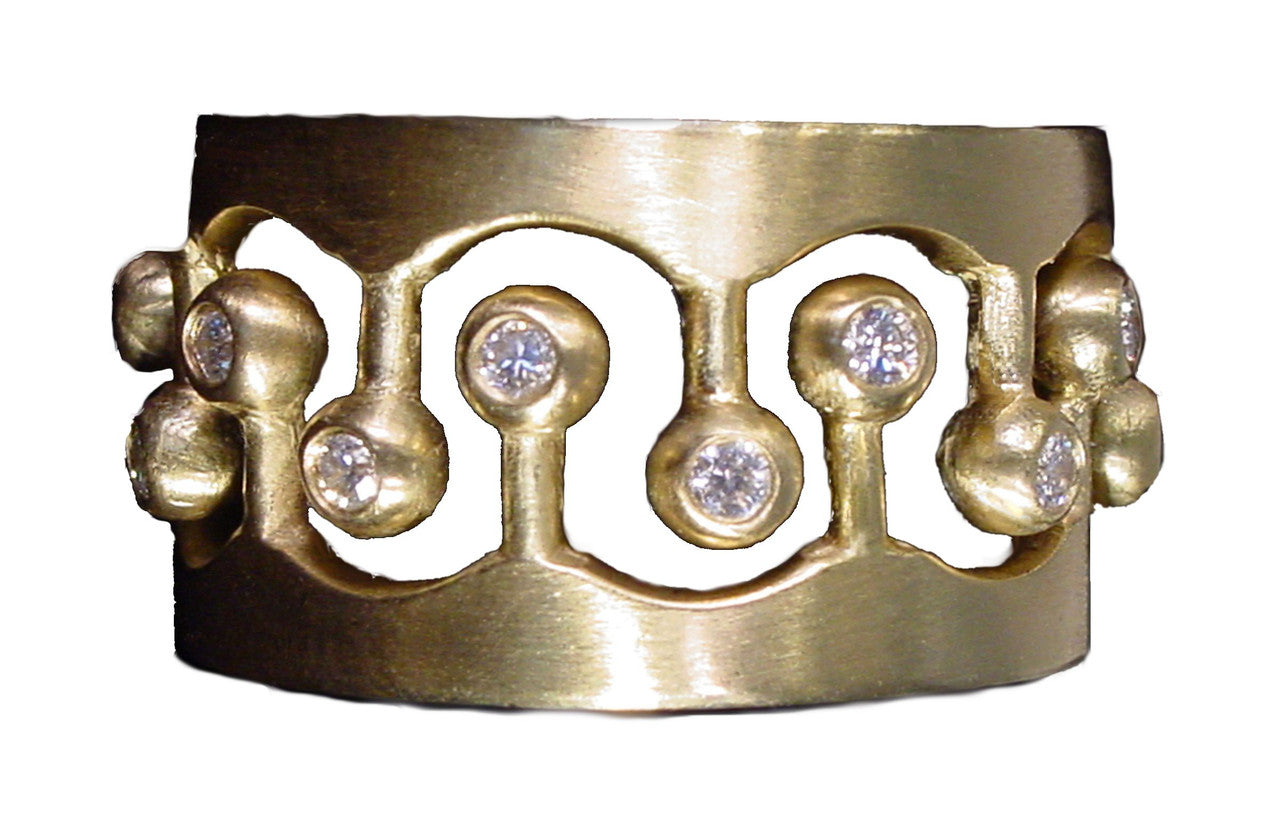 Crown Ring- CR1-18K Gold with Diamonds: Mixed Gold Colors Available