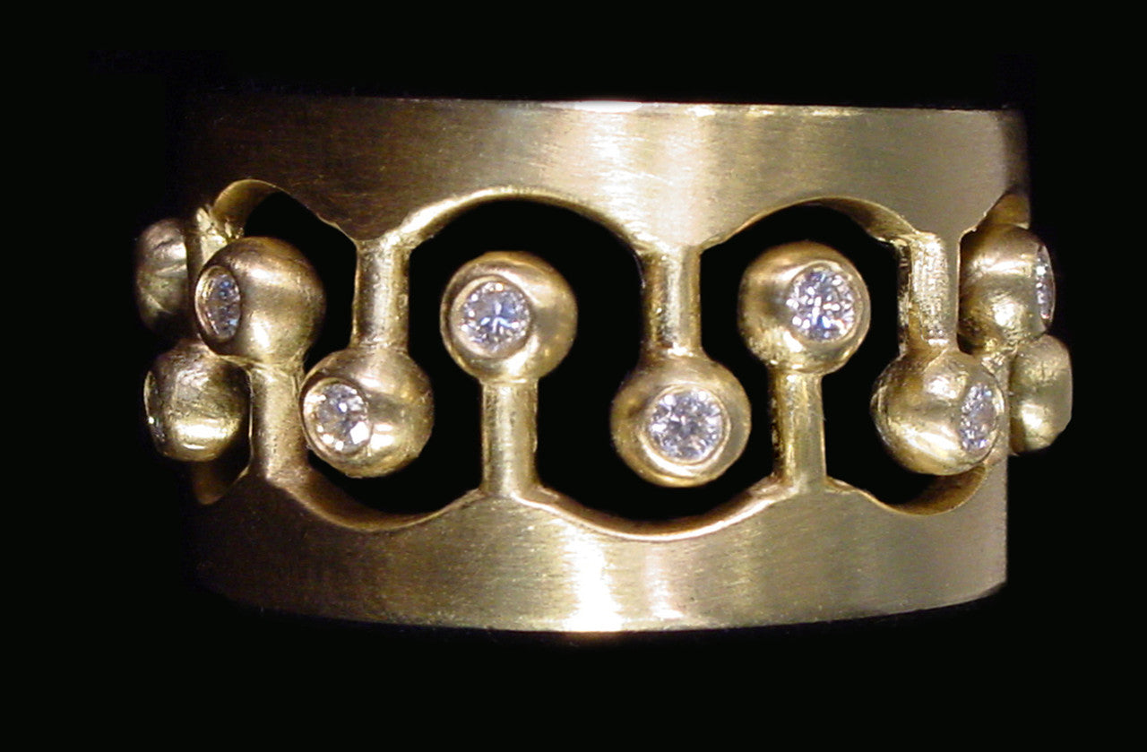 Crown Ring- CR1-18K Gold with Diamonds: Mixed Gold Colors Available