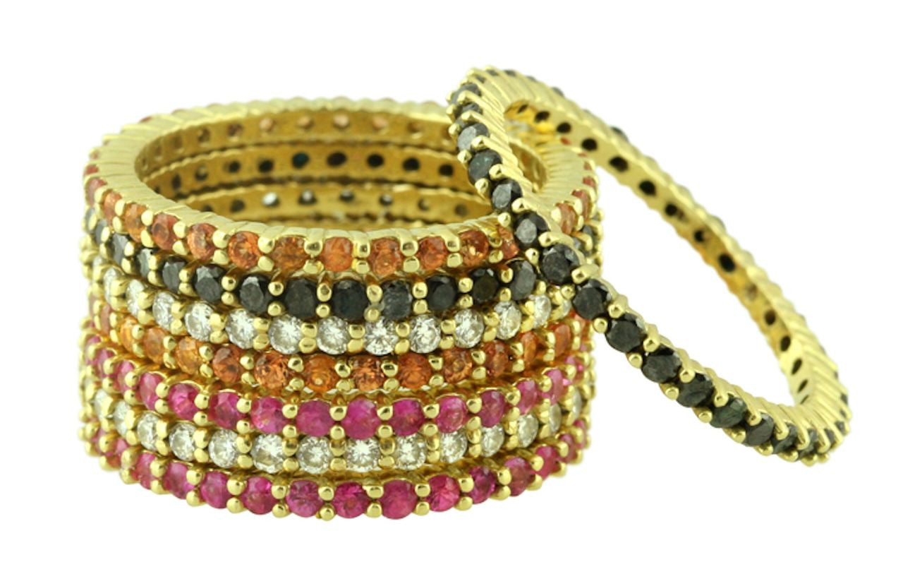 Wave Stacking Rings- 18K Gold with Diamonds.