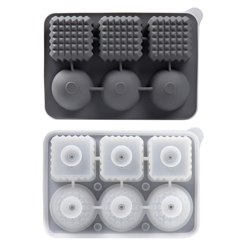 NNEDSZ 2 PCS Sphere & Square Ice Cube Tray (Gray) - Novelty Silicone Ice Maker for Whiskey Cocktails