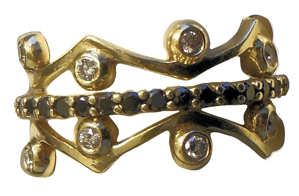 Wave Stacking Rings- 18K Gold with Diamonds.