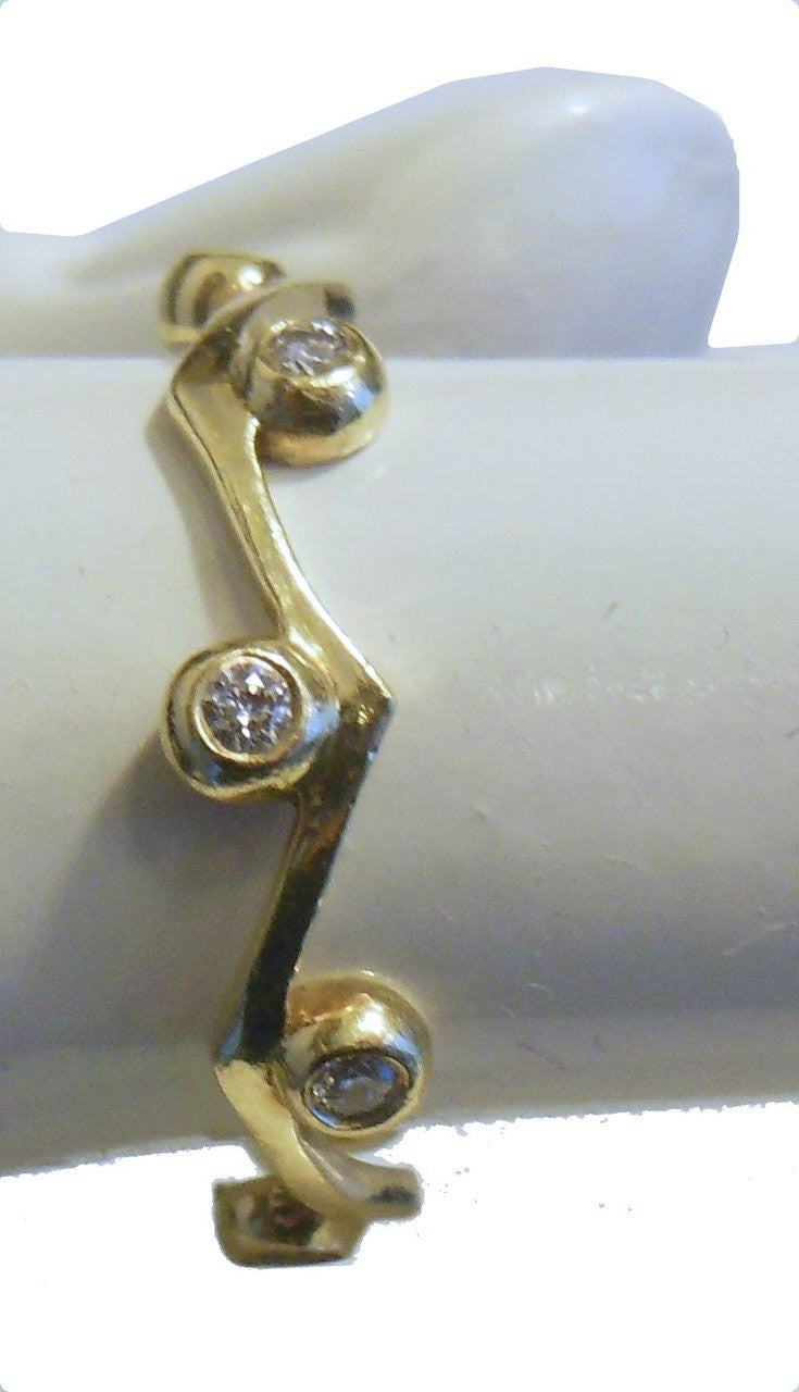 Wave Stacking Rings- 18K Gold with Diamonds.