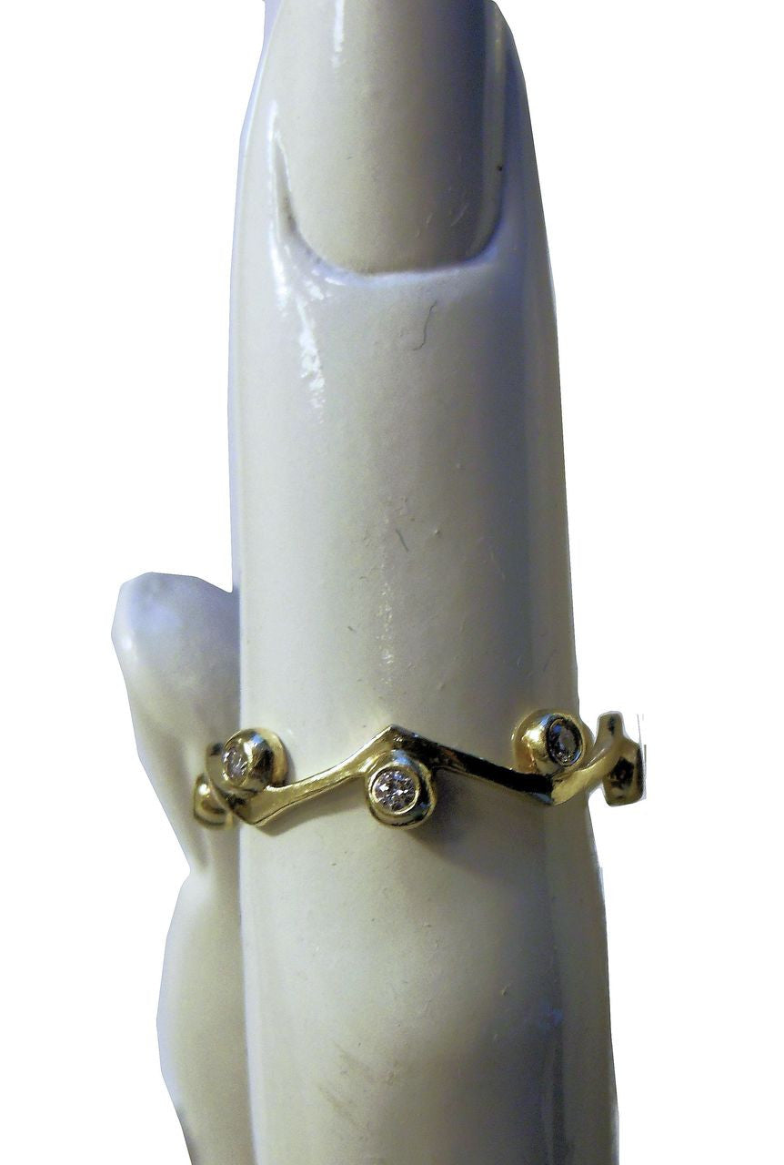 Wave Stacking Rings- 18K Gold with Diamonds.