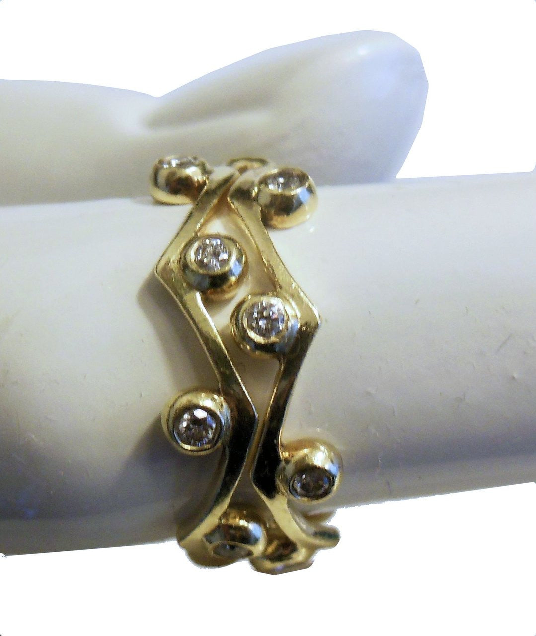 Wave Stacking Rings- 18K Gold with Diamonds.