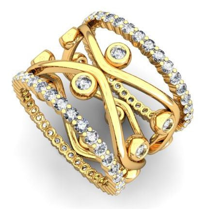Wave Stacking Rings- 18K Gold with Diamonds.
