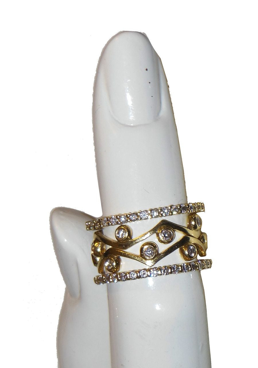 Wave Stacking Rings- 18K Gold with Diamonds.