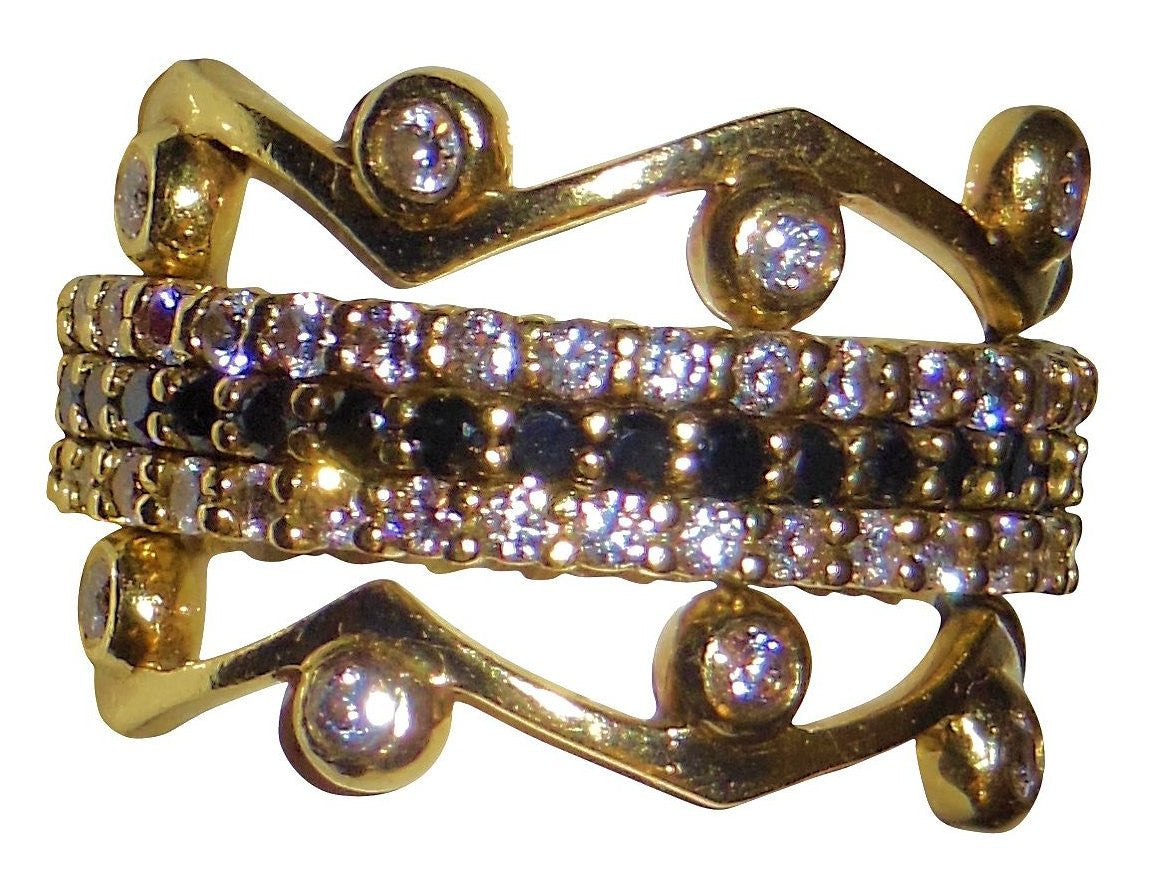 Wave Stacking Rings- 18K Gold with Diamonds.