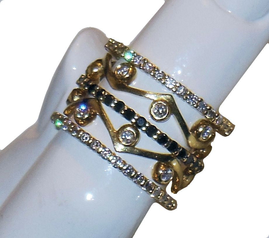 Wave Stacking Rings- 18K Gold with Diamonds.