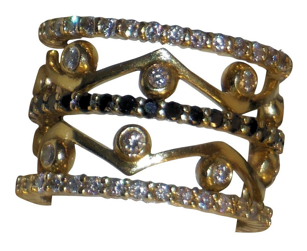 Wave Stacking Rings- 18K Gold with Diamonds.
