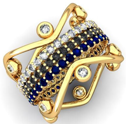Wave Stacking Rings- 18K Gold with Diamonds.