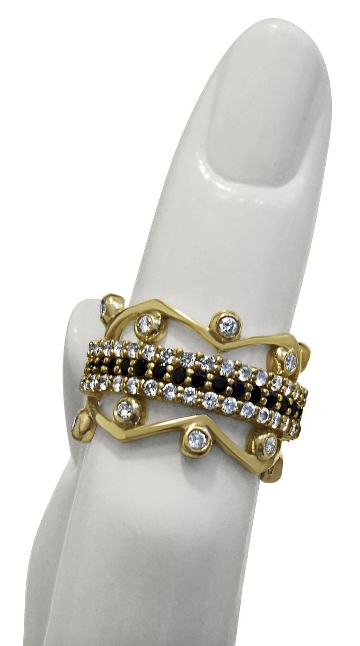 Wave Stacking Rings- 18K Gold with Diamonds.