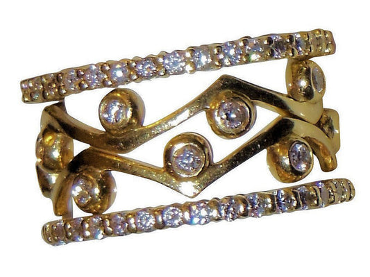 Wave Stacking Rings- 18K Gold with Diamonds.