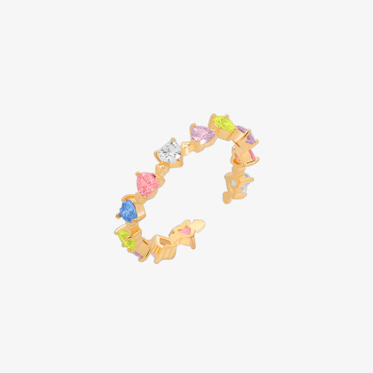 Rainbow heart gemstone ring